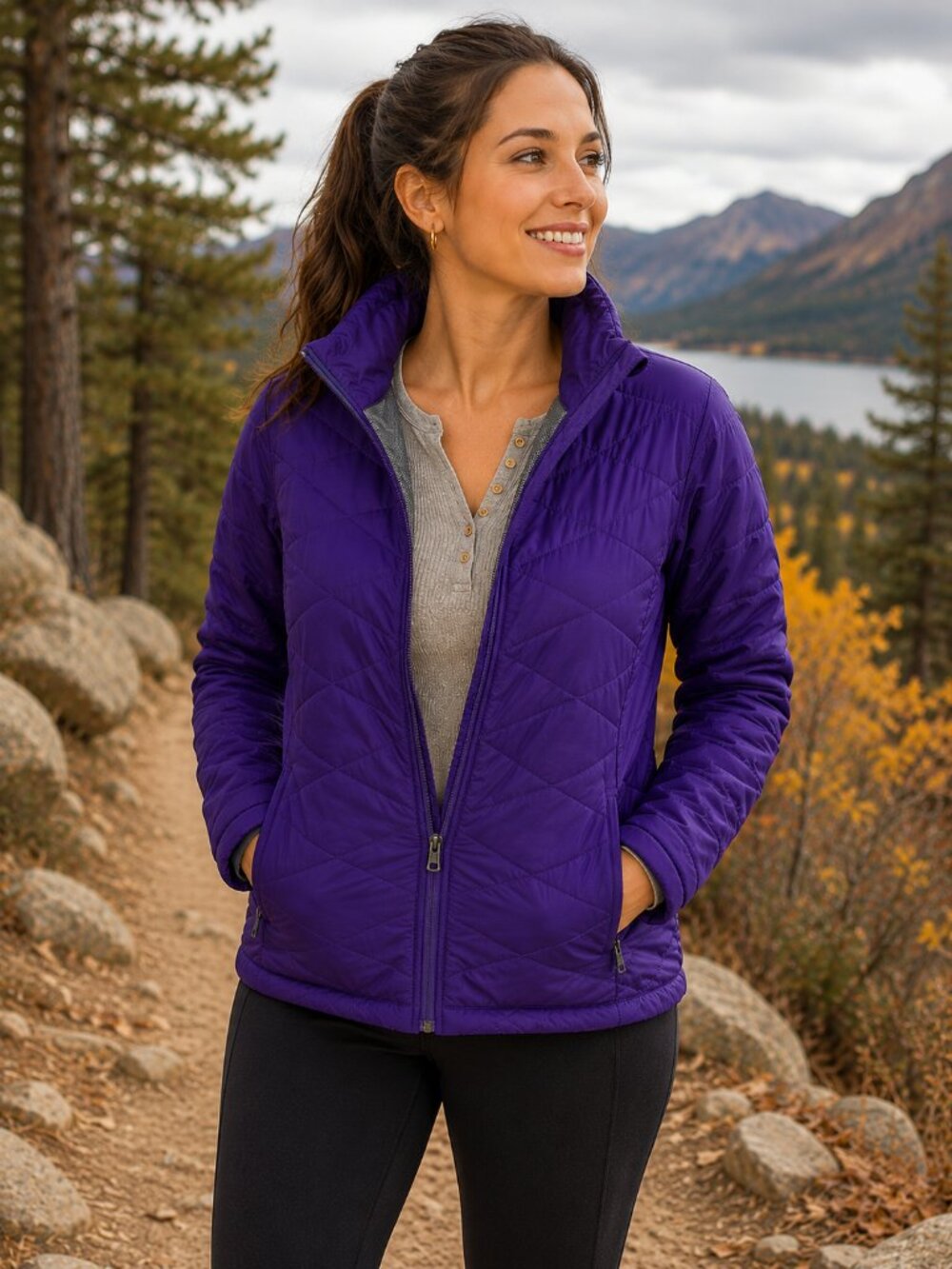 Columbia Omni-Heat Purple Quilted Insulated Full Zip Jacket Women’s Size M 1207
